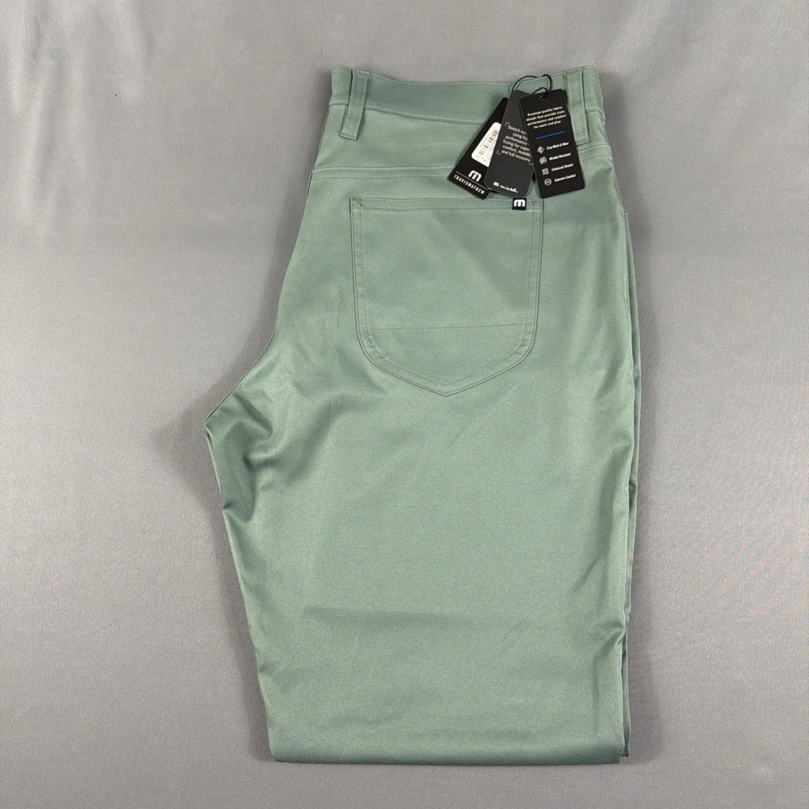 Travis Mathew Golf Pants Open To Close 36 x 32 Green Polyester Spandex MSRP $130