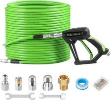 Tool Daily Sewer Jetter Kit for Pressure Washer 150 FT, Short Power Washer Gun,