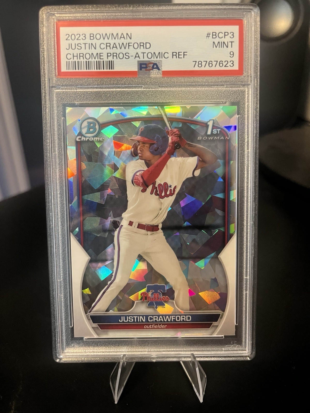 2023 Bowman Chrome Prospects Justin Crawford Atomic Refractor #BCP-3 PSA 9 Phil…