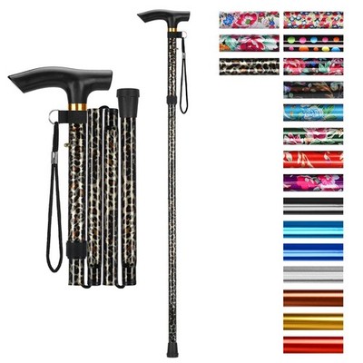 Folding Cane, 5Level Adjustable Height Walking Stick Lightweight Collapsible ...
