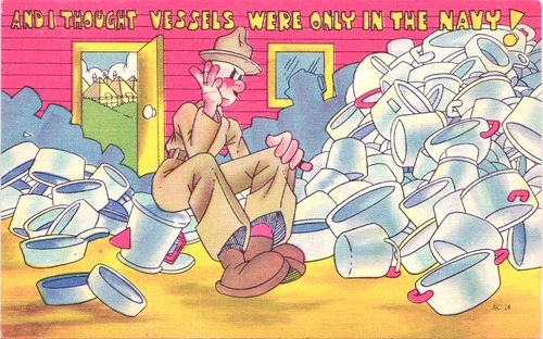 I THOUGH VESSELS WERE ONLY... c1940 military postcard war ww2 comic