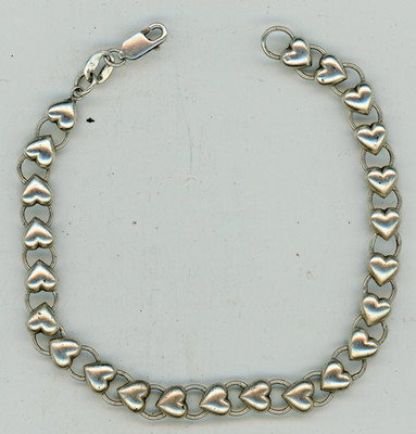 Vintage Sterling Silber 925 Repetierendes Herz Gliederarmband Italien 7,5'' 7,9 g signiert