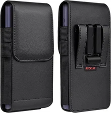 Leather Phone Holster with Strong Metal Belt Clip and Magnetic Closure Compatibl