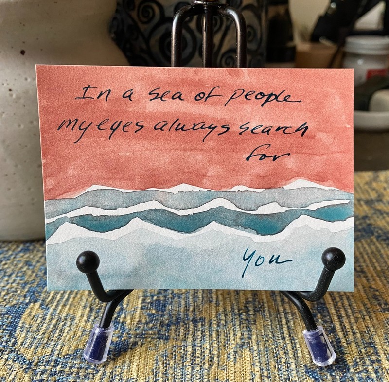 aceo original art, Love note, Romance, 2 1/2" x 3 1/2" signed