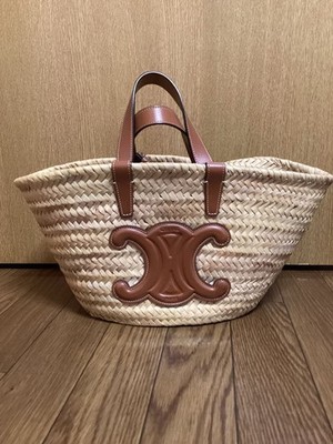 Celine Triomphe Panier Raffia Basket Bag