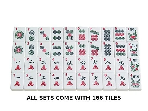 Juego American Mah Jongg - 166 Azulejos Blancos Premium, 4 Estantes/Empujadores Todo en Uno,  Foto 4 de 4