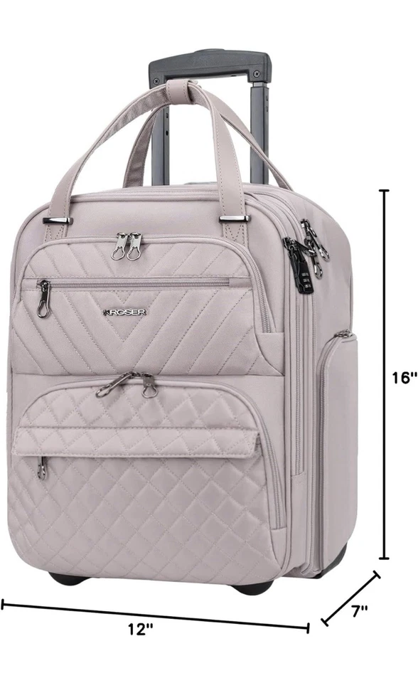 "Maleta para mujer KROSER multifuncional, 16"" debajo del asiento para llevar durante la noche" Foto 3 de 4