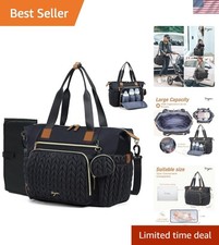 Large Waterproof Diaper Tote with Herringbone Quilting - Ideal for Moms  Dads