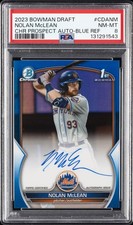 2023 BOWMAN DRAFT CHROME PROSPECT AUTO BLUE REFRACTOR NOLAN MCLEAN 129/150 PSA 8