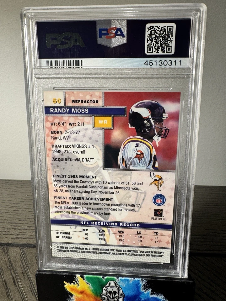 Topps Finest Randy Moss Refractor #50 1999 PSA10 ¡Pop 13! Foto 2 de 2