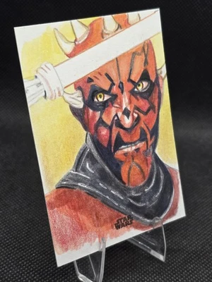 Topps Star Wars Finest Sketch Card of Darth Maul by Marcia Dye - 1/1 - Maul - Image 1 of 4