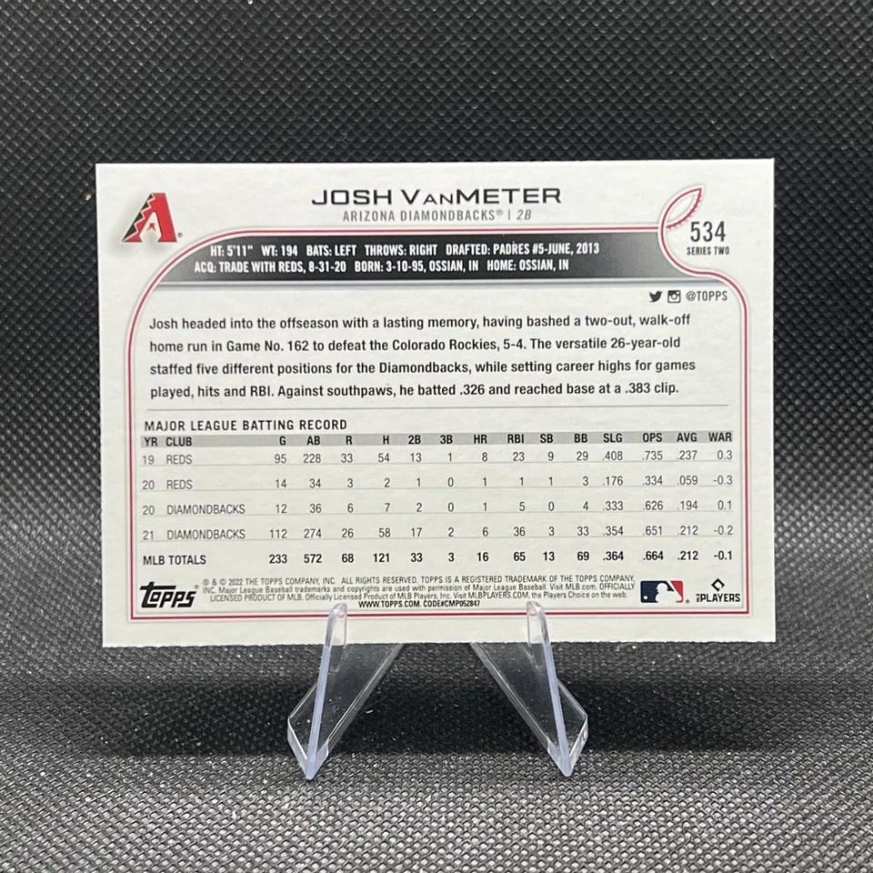 2022 Topps Series 2 - #534 Josh VanMeter - Image 2 of 2