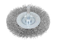 Image of BlueSpot Flat Steel Wire Wheel Brush 75mm x 6mm Arbor 4,500 Max RPM B/S19222