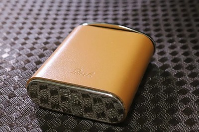 PEARL Pocket Ashtray Camel Leather Wrapped Brass Compact Case Made in Japan