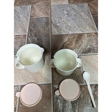 Tupperware Bell Mountain Baby Feeding Set Cream Mug Training Cup Spoon 5pc