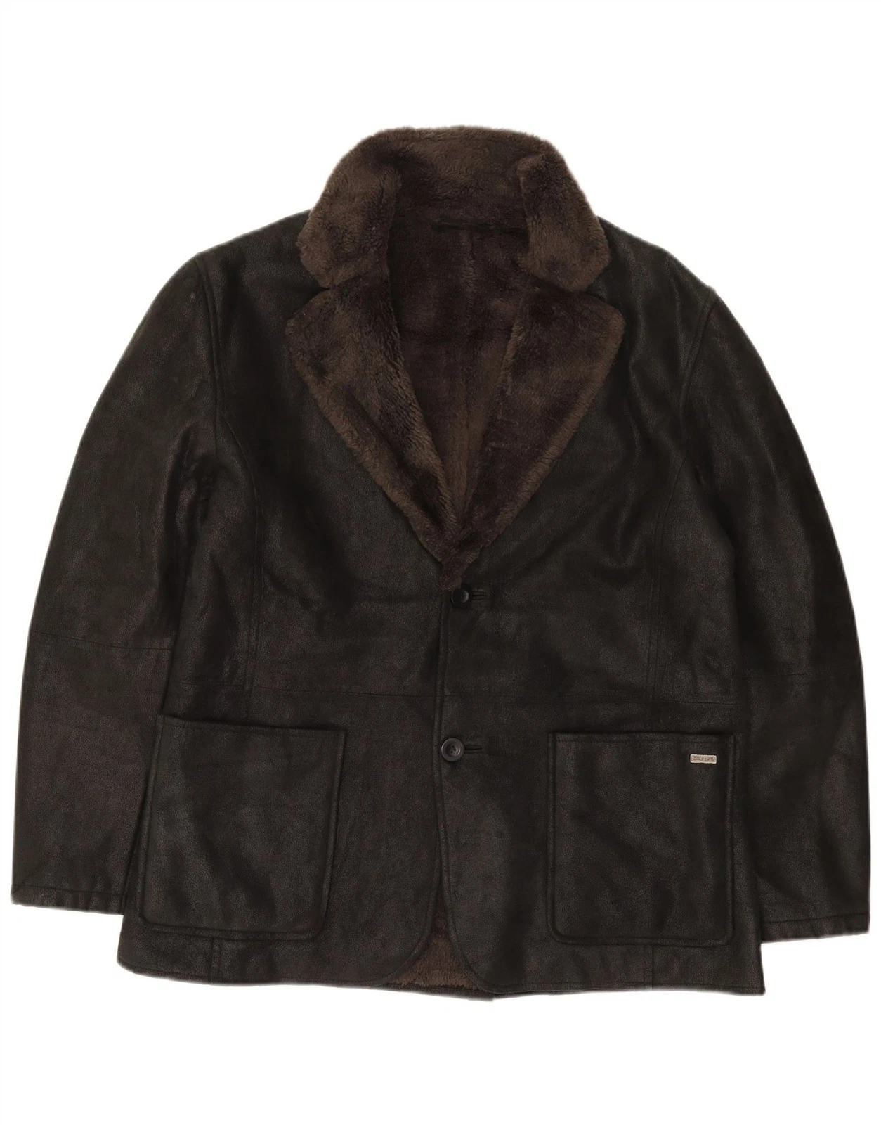 Pierre Cardin Mens 2 Button Sherpa Blazer Jacket UK 40 Large Black PX01