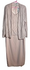 R & M Richards Beaded Blush Formal Dress Set 2‑Piece Women’s 14 Evening
