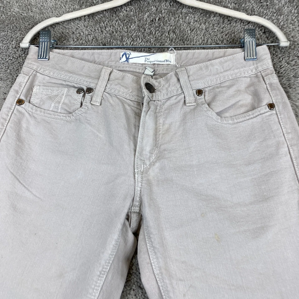 Pantalones de mezclilla rectos para mujer The Proportion of Blu 2: Ventitre 27 tostados tiro bajo 5 bolsillos Foto 2 de 4