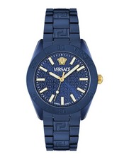 Versace Mens Blue 42mm Bracelet Fashion Watch