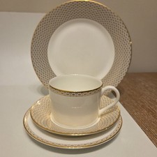 NEW Waterford 4 Pieces Lismore Diamond Gold Flat CUP SAUCER SALAD BUTTER PLATE