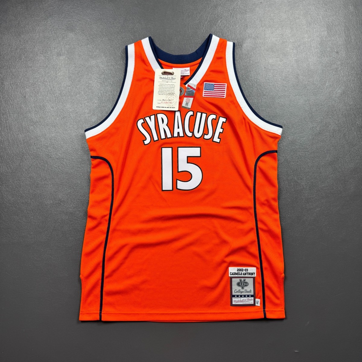 100% Authentic Carmelo Anthony Mitchell Ness 02 03 Syracuse Jersey