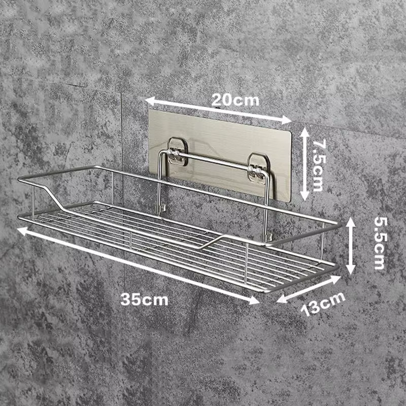 Stainless Steel Bathroom Storage Shelf Punch-Free Kitchen Bathroom Toilet Wall H