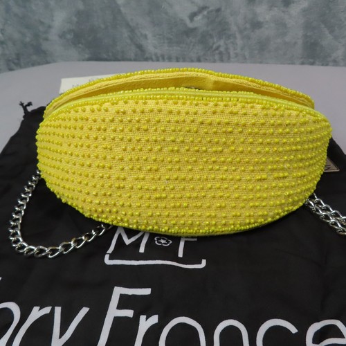MARY FRANCES Lemon Slice TART Beaded Clutch Purse Bag Chain Strap YellowNWT - Picture 8 of 21