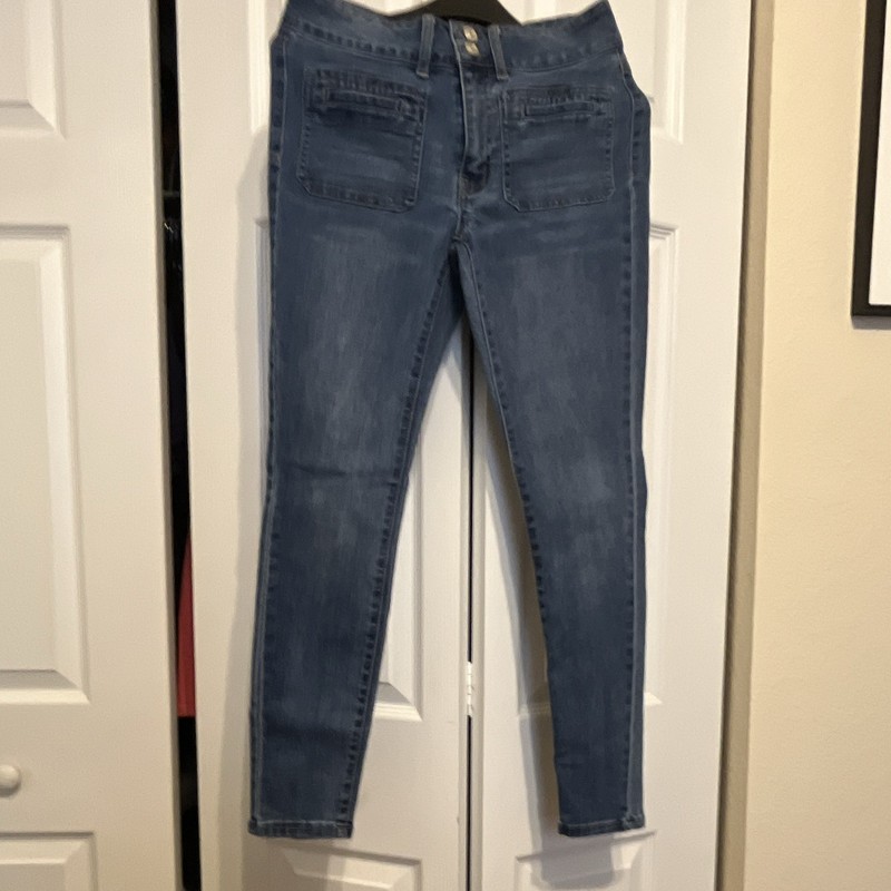 No Boundaries Women's Skinny Jeans Blue Medium Wash Denim Stretch 5-Pocket