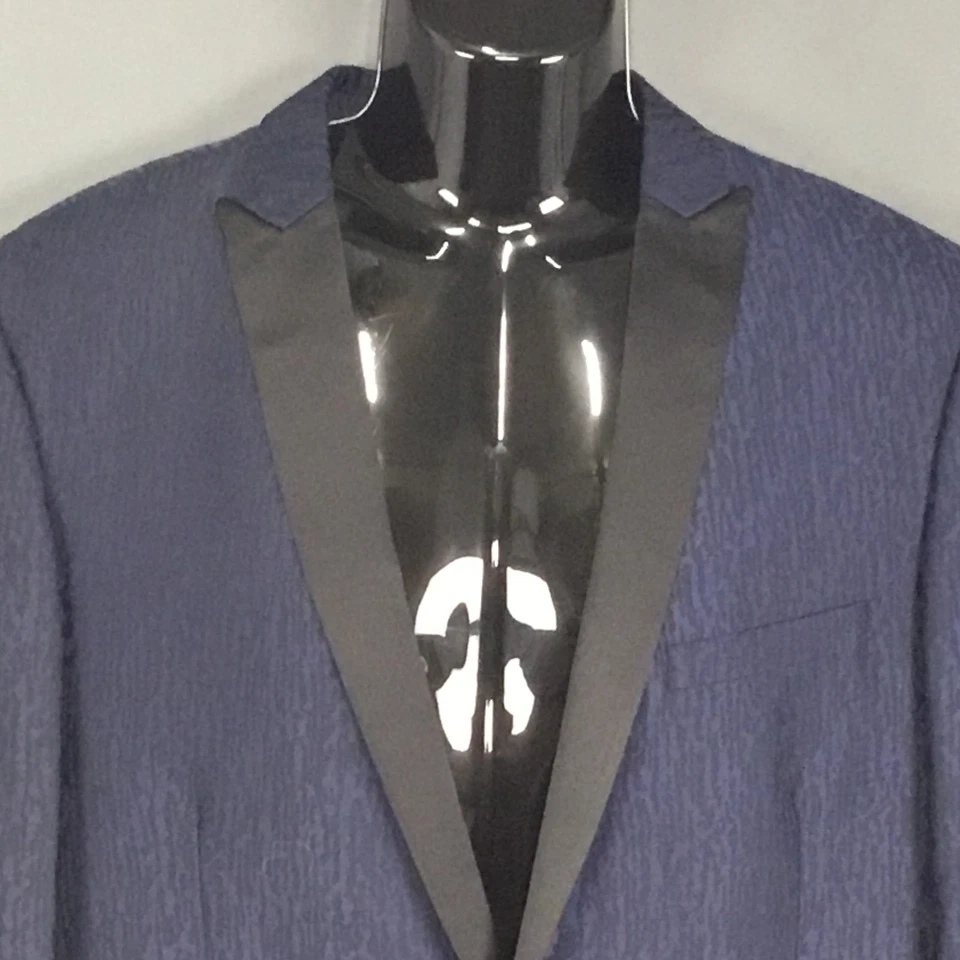 Blazer Caravelli Para Hombres 44L Negro Satén Chal Solapa Texturizado Esmoquin Chaqueta Formal Foto 3 de 4