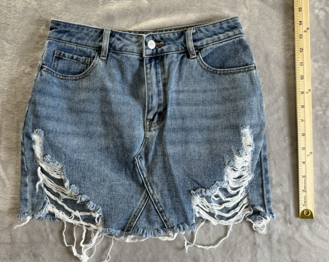 Pacsun Raw Hem Denim Mini Skirt Size 24 Frayed Details