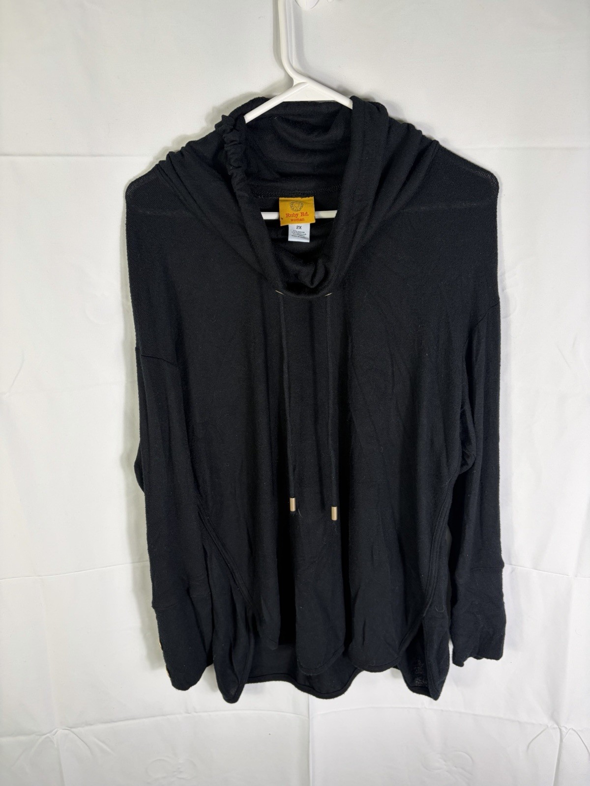 Ruby Rd Women’s Black Solid Hacci Knit Top Cowl N… - image 1