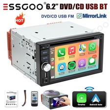 Double DIN Car Radio Stereo CD DVD Player Carplay Android Auto USB AUX Bluetooth