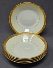 Set 5 Minton Berry Bowls Pattern H 2850 Gold Relief Lotus Flowers