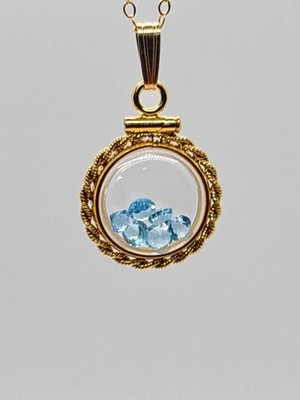 Handmade 12.5 mm 14k gold filled gemstone shaker locket with twisted rope edge