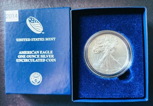 2014 AMERICAN SILVER EAGLE UNCIRCULATED DOLLAR US Mint Release, W/Box and COA.