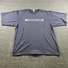 Vintage Timberland T-shirt 90s Made In USA Double-sided Logo Blue Size L
