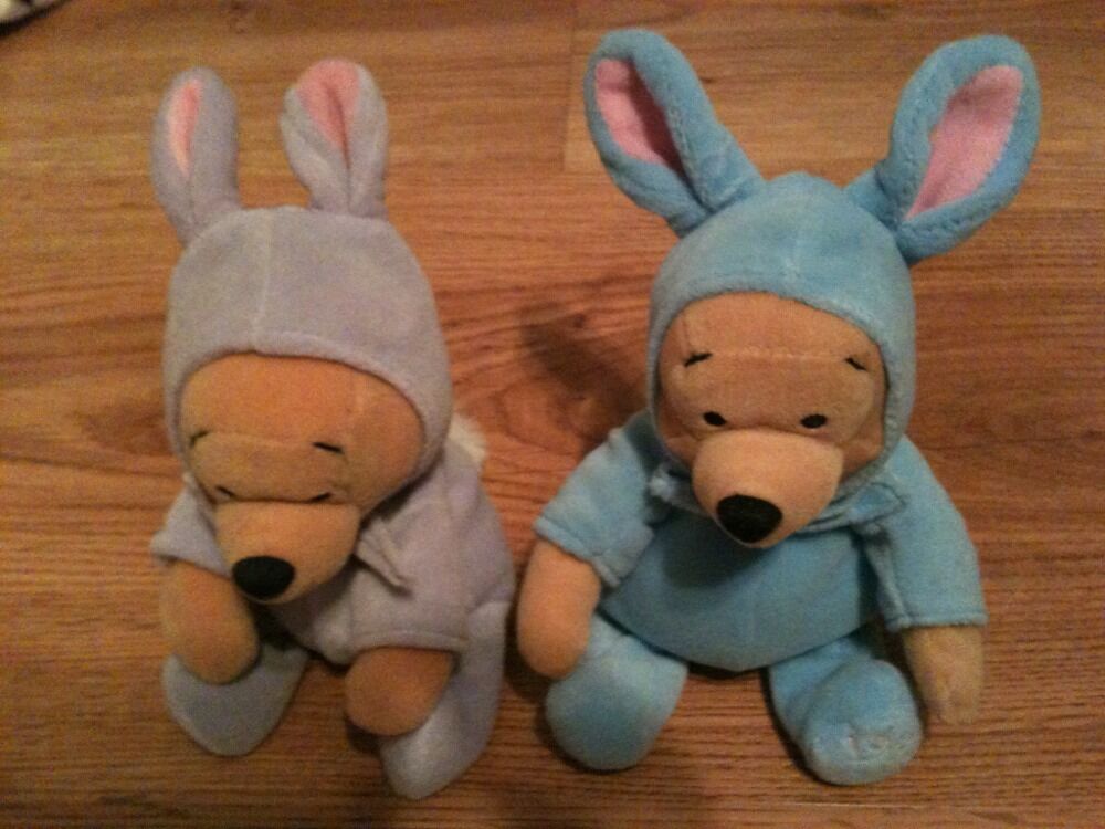 Japan's largest assortment Lot of 2 Disney's Pooh as Easter Blue and favorite Bunny Purple