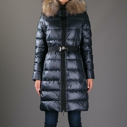 Moncler Black Fur Hood Nantesfur Belted 