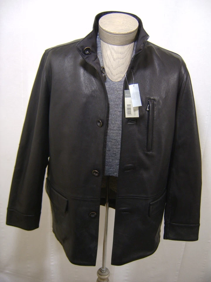 Daniel Cremieux $595 Men’s Genuine Leather Reversible Jacket Coat Button Black M - Image 4 of 4