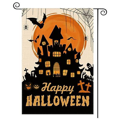 Halloween Garden Flag Halloween Yard Outdoor Decoration 12 x 18 Bats Castle - Bild 1 von 7