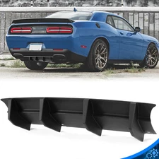 Matte Black Rear Bumper Lip Diffuser Shark Fins Fits 15-23 Dodge Challenger SRT