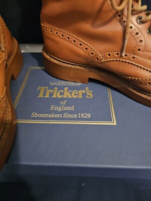 Tricker's MALTON Acorn Antique Brogue Leather Ankle Boots UK7.5 w