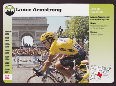 LANCE ARMSTRONG Cycling 1999 Tour De France 2000 GROLIER STORY OF AMERICA CARD