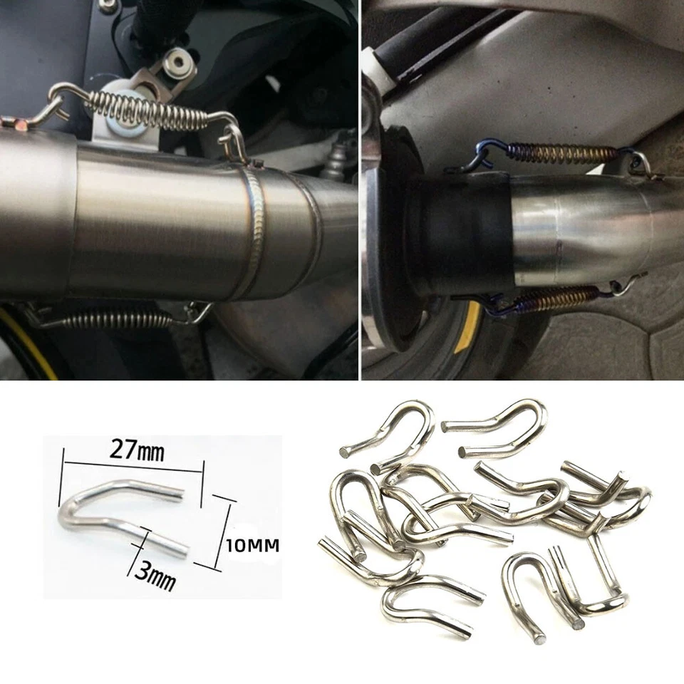 12PCS Motorcycle Exhaust Pipe Springs U Hook Replacement Welding Hooks Loop Tabs - Image 2 of 4
