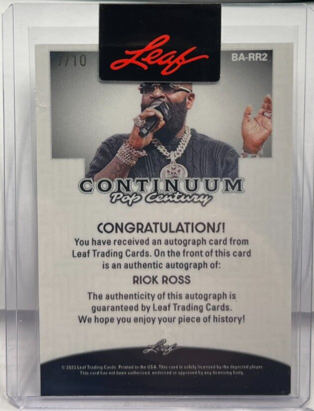 2023 Leaf リック・ロス　直筆サインカード Rick Ross 2024 Leaf Continuum Pop Century BLACK Autograph