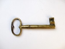 Brass Skeleton Key, Hollow Body, Antique 3 5/8"