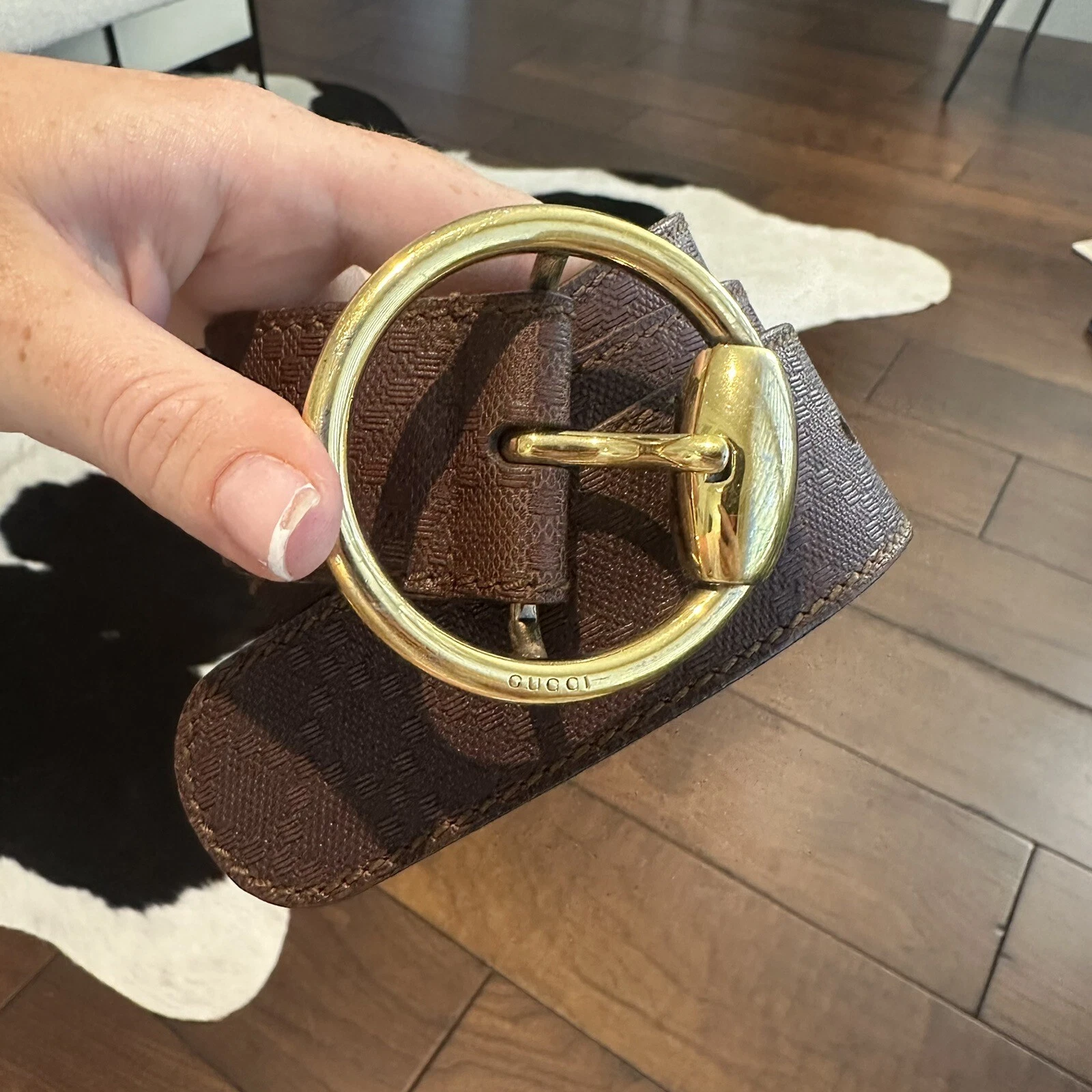 Ceinture ancienne GUCCI marron et or