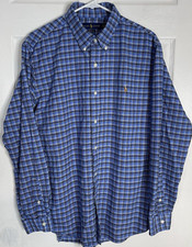 Mens Ralph Lauren Blue Cotton Button Down Long Sleeve Shirt Classic Fit Size XL