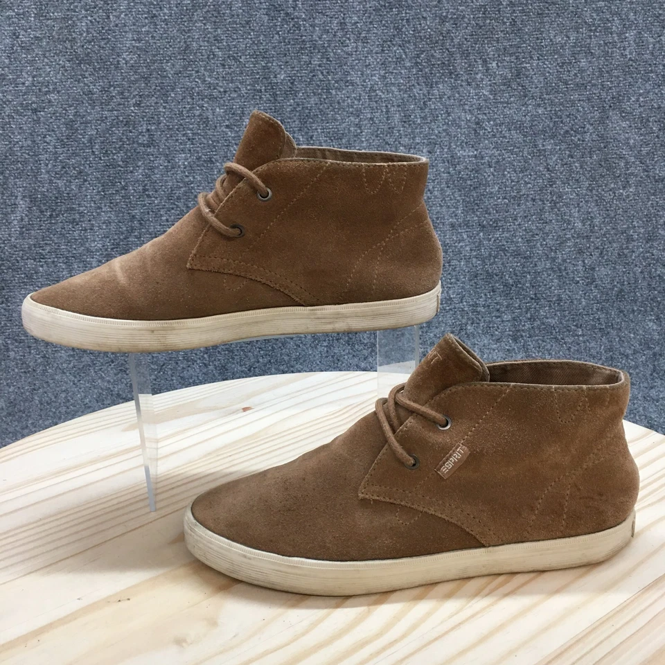 Esprit Boots Womens 38 Chukka Ankle Booties Beige Suede Almond Toe Lace Up - Image 2 of 4