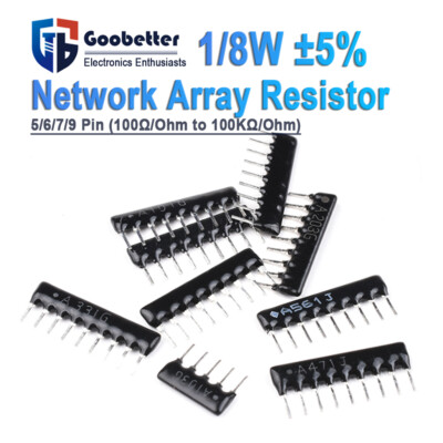 1/8W 5/6/7/9 Pin DIP Network Array Resistor ±5% Range (100Ω/Ohm to 100KΩ/Ohm)